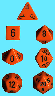 #ad CHESSEX 7 die set POLYHEDRAL OPAQUE ORANGE with BLACK NEW dice dungeons dragons $7.49