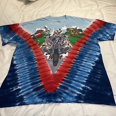 #ad Liquid Blue 2011 Grateful Dead Deadhead Crossing Biker Tie Dye T Shirt Men 2 XL $84.99