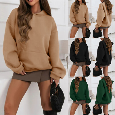 #ad Womens Long Sleeve Hoodies Hooded Sweatshirt Tops Ladies Casual Loose Pullover $23.99