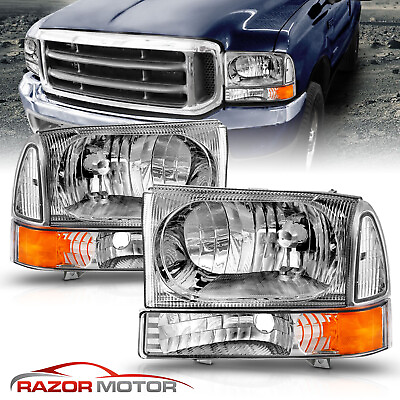 #ad For 1999 2004 Ford SuperDuty F250 350 450 550 00 04 Excursion Chrome Headlight $75.92