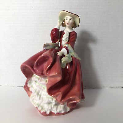 #ad English Royal Doulton Bone China Woman in Red Dress Top O#x27;the Hill HN 1834 $24.99
