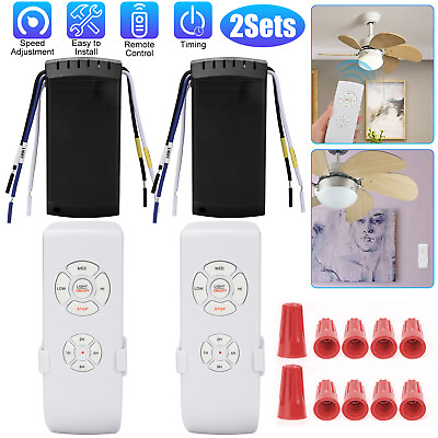 #ad 2Set Universal Ceiling Fan Remote Control Kit with Light Dimmer 3 Speed 4 Timing $19.98