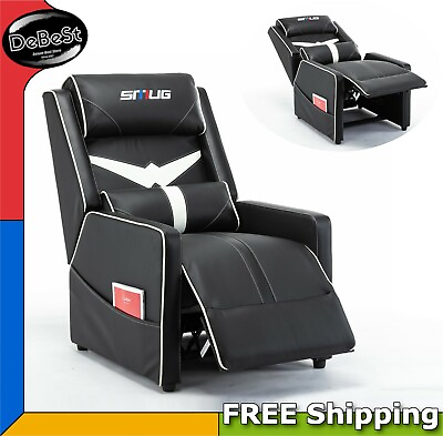 Black Leather Pillow Top Home Theater Recliner W Push Back Chair Sillon Gaming $273.40