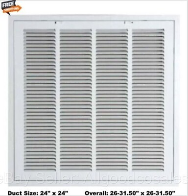 #ad Filtered Air Return Grill Vent Cover Size 24quot; x 24quot; Duct White Removable Face $52.70