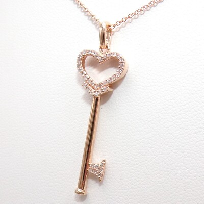 #ad BH EFFY 14K Rose Gold 0.20ctw Diamond Key Heart Pendant Necklace 16quot; FZZ $399.99