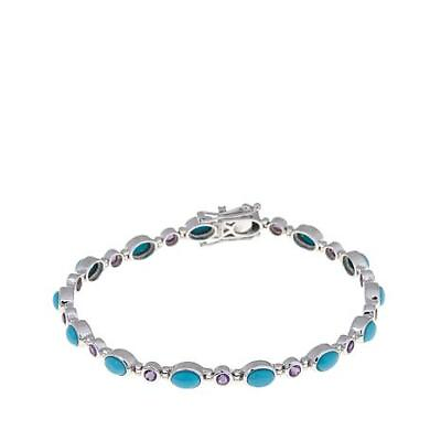 #ad HSN Colleen Lopez Turquoise amp; Gemstone Sterling Silver Line 8quot; Bracelet $459 $245.98
