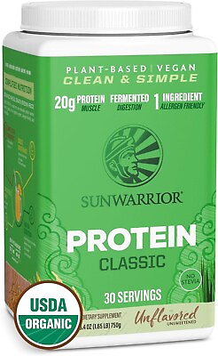 #ad Sunwarrior Classic Vegan Sprouted Brown Rice Protein Powder Natural30 Servings $44.97