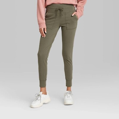#ad Wild Fable Women’s High Waist Leggings Joggers with Pockets Olive Size XS $8.95