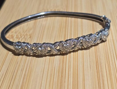 #ad Sterling Silver 925 Bangle With Genuine Diamond $29.99