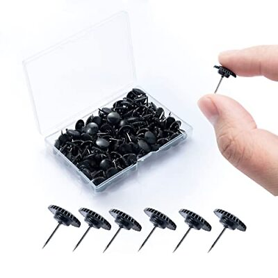 #ad 120 Count Push PinsBlack Thumb TacksSuitable for Cork BoardWall Hanging $11.37