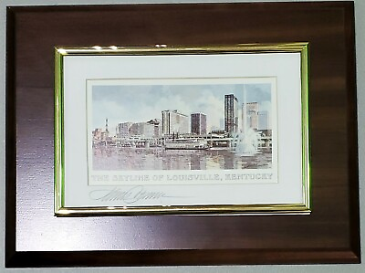 #ad James Conner The Skyline Of Louisville Kentucky Signed Print Framed 9quot; x 12quot; VTG $39.99