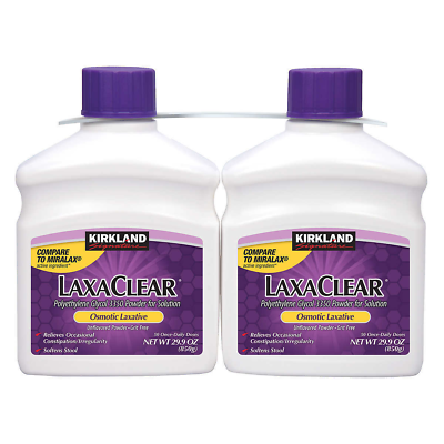 #ad Laxative Polyethylene Glycol Kirkland Signature LaxaClear 100 Doses VS MiraLAX $28.88