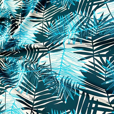 #ad Spandex New Blue Palms Print 4 way Stretch Fabric 60quot; wide Swimsuit By the Yard $12.99