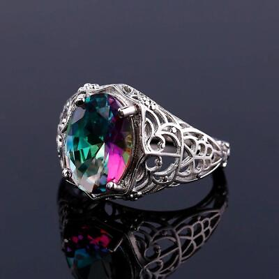 #ad Genuine Rainbow Fire Mystic Topaz Ring 925 Sterling Silver Ring Fine Jewelry New $15.99