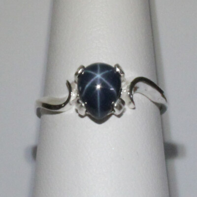 #ad Genuine Blue Star Sapphire Ring Sterling Silver 925 Pear Shaped $129.86