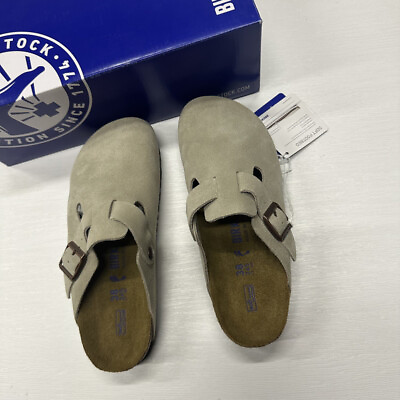 #ad Birkenstock Boston Suede Leather Taupe Clogs Mules US 7 8 9 10 11 New with Box $103.34