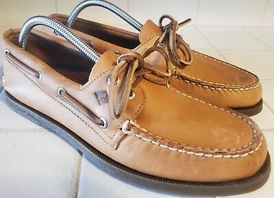 #ad Sperry Top Sider Authentic Originals Leather Boat Shoes US Men#x27;s 9.0 Sahara Nice $55.00