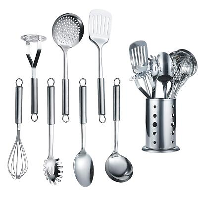#ad Cooking Utensil Set 8 Piece Stainless Steel Kitchen Tool Set with StandCook... $36.33
