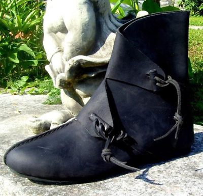#ad Black Medieval Leather Vintage Boots For Men Renaissance LARP SCA Historical $99.90