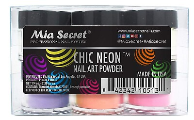 #ad polvo acrilico set de 6 colores NEON regalo para mujer fiesta $33.72