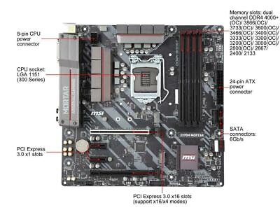 FOR MSI Z370M MORTAR Gaming Motherboard LGA1151 DDR4 64G DP HDMi DVI M ATX Board $145.83