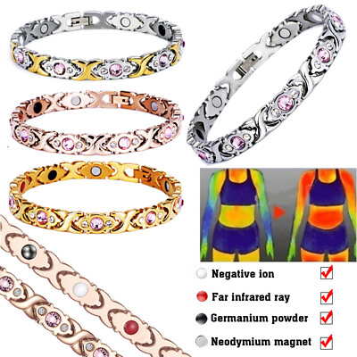 #ad Round Rhinestones Menopause Reliving Bracelet Alloy Health Bracelets for Women $8.54