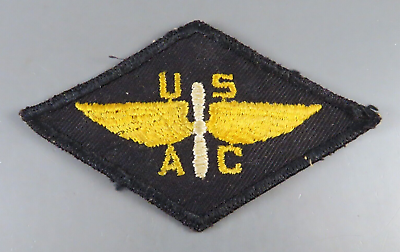 #ad EARLY Pre WWII US Army Air Corps AVIATION CADET PILOT WINGS PATCH Black Twill $88.00