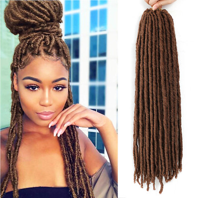 #ad Brown Straight Faux Locs Crochet Hair African Braid for Women Synthetic Braids $56.80