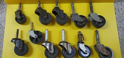 #ad MIXED LOT OF 11 VINTAGE CASTERS ROLLER WHEELS C7 4 G34 $12.95