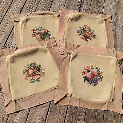 #ad Set Of 4 Vintage Needlepoint Seat Covers 22quot; X 22quot; $89.99