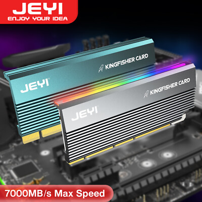#ad JEYI RGB PCIe 4.0 NVMe Adapter PCIE X4 X8 X16 to M.2 SSD Card with Heatsink $15.10