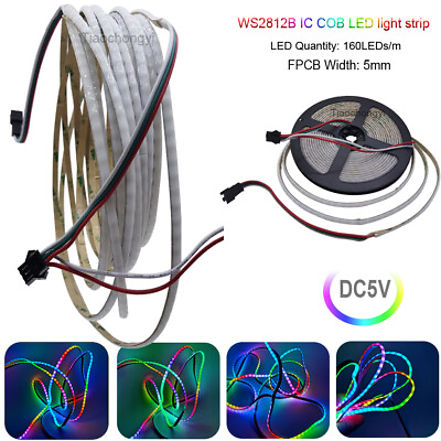 #ad 5V WS2812 COB RGB LED light stirp 160LED m Addressable Flexible High Density LED $23.00