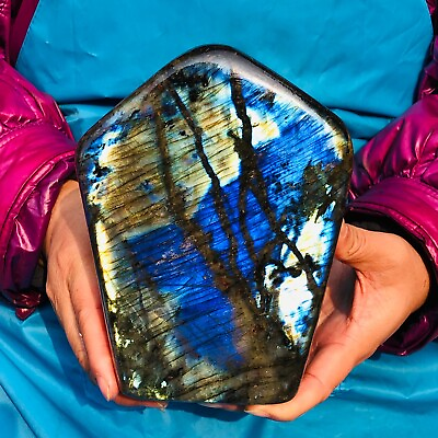 #ad 6.51LB Natural Gorgeous Labradorite Quartz Crystal Mineral Specimen Healing $200.00