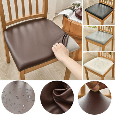 #ad Waterproof PU Leather Chair Cushion Covers Stretch Dining Seat Slip cover 3Color $6.28