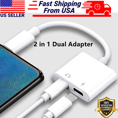 #ad Dual Adapter for iPhone 2 in 1 Headphone amp; Charger for iPhone 13PRO 12 11 X XR 8 $3.99