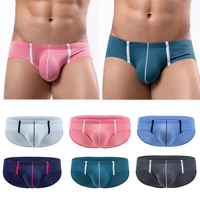 #ad Mens Briefs Mesh Underwear Bulge Pouch Underpants Panties Male Panties Lingerie $2.61