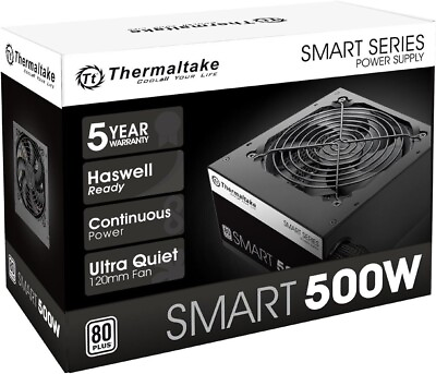 #ad #ad Thermaltake Smart Series 500W 80 White Certified PSU Cont Pwr 120mm ATX 12V $39.99