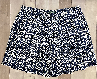 #ad Lauren Ralph Lauren Flowy Culottes Shorts Navy Blue Printed Womens Size 16 $24.99