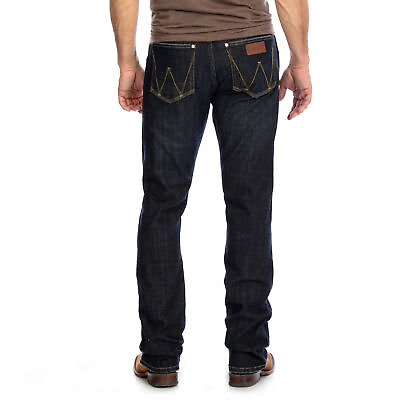 #ad Wrangler Men#x27;s Retro Dark Blue Slim Fit Bootcut Jeans 77MWZDX $65.95