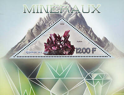 #ad Congo Erythrite Mineral Purple Nature Souvenir Sheet Mint NH $17.30