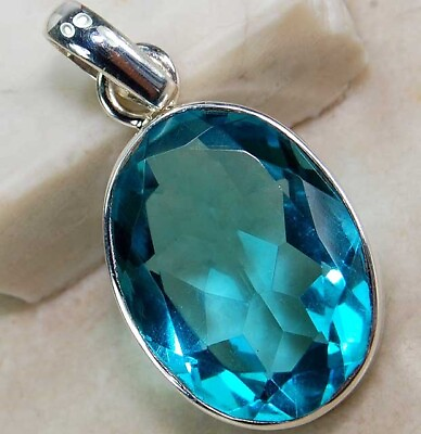 #ad 8CT Natural Flawless Blue Topaz 925 Solid Sterling Silver Pendant Jewelry NW16 3 $27.99