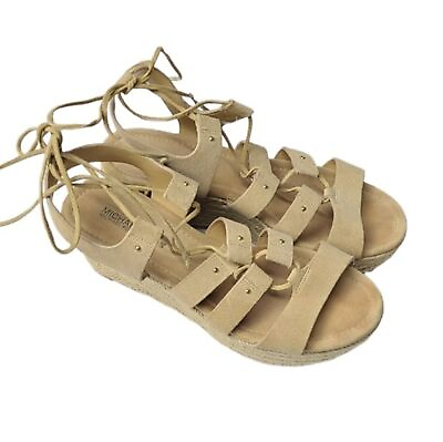 #ad Michael Kors Women#x27;s Sophia Beige Suedes Sandals Size 8.5 $25.00