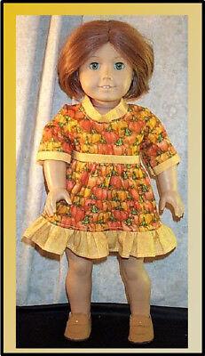 #ad Doll Clothes Made 2 Fit American Girl 18quot; inch Dress Halloween Punkins Yellow $10.40