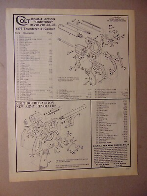 #ad Colt REVOLVERS Parts assembly Diagram 1990#x27;s catalog print ad $6.00