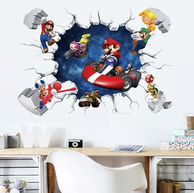 #ad NEW 3D Super Mario Kart Bros Removable Wall Stickers Decal Kids Home Decor USA $9.44