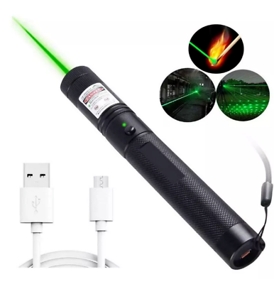 Long Range Hand Held High Power USB Charging Green Laser Pointer Pen Light $13.99