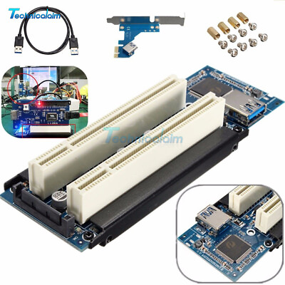 #ad PCI E Express X1 to Dual PCI Riser Extend Adapter Card with USB 3.0 Cable 2.6 FT EUR 19.74