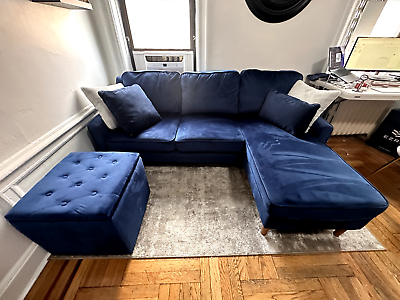 #ad Couch Set: Couch Pillows Ottoman amp; Rug $370.00