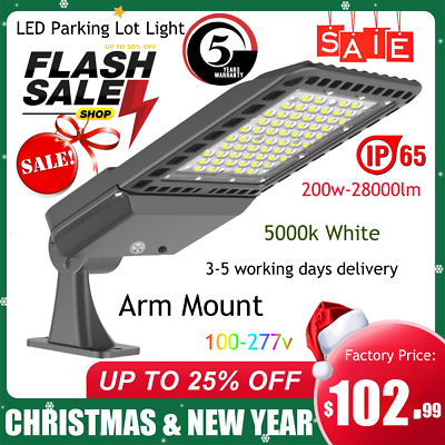 #ad LED Parking Lot Light 200W Dusk to DawnCommercial Outdoor Shoebox Pole lights $97.17