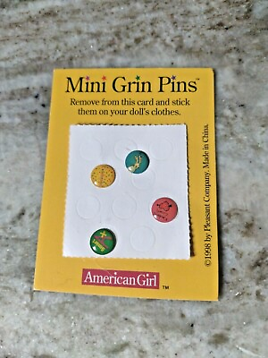 #ad Vintage American Girl Doll Today 4 Mini Grin Pins Mini Sticker Buttons 1998 G24 $0.99
